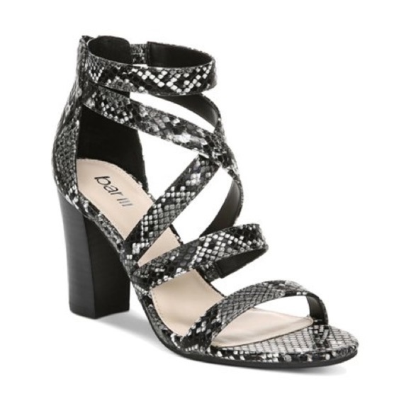 BAR III Women’s Blythe Block Snake Skin Strappy Heels Size 8 - Picture 1 of 11